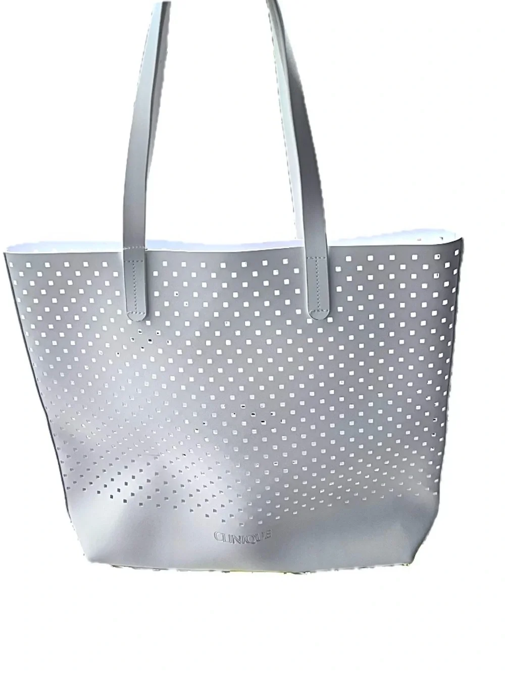 CLINIQUE White Perforated Tote Bag Great Beach or Pool Tote
